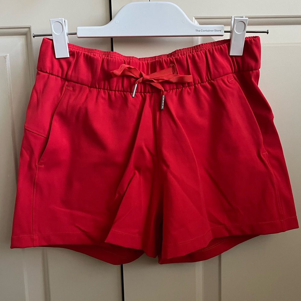 Lululemon Athletica Red Athletic Shorts with Adjustable Waistband